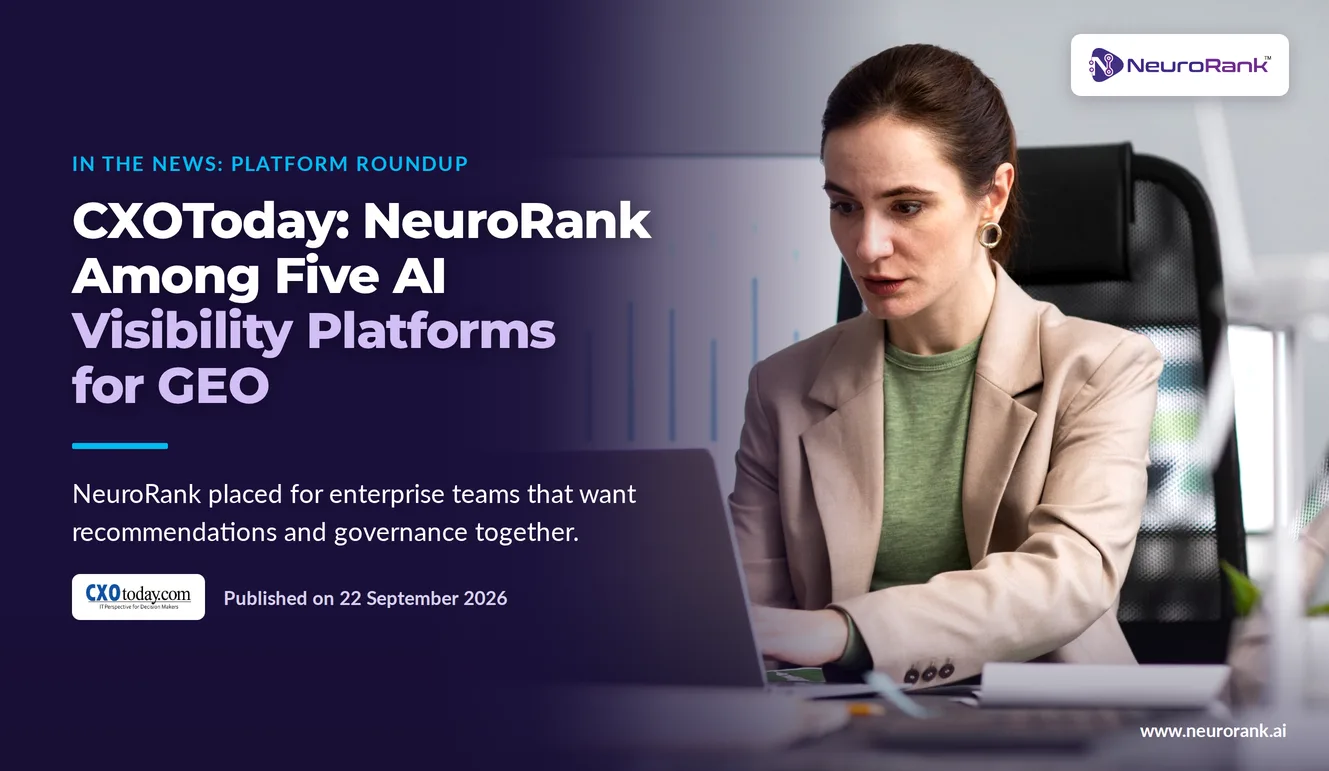 CXOToday: NeuroRank Among Five AI Visibility Platforms for GEO